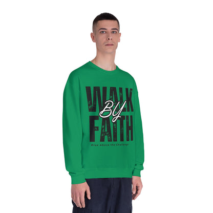 Inspirational Faith Crewneck Sweatshirt - Walk by Faith | Grace Wins Every Time