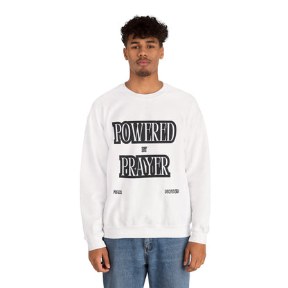 Powered by Prayer Unisex Crewneck Sweatshirt - Affirmation Design for Faith and Inspiration