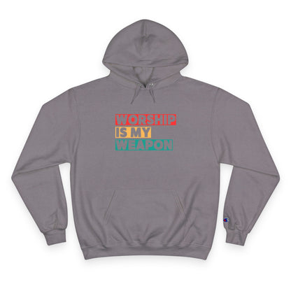Worship is My Weapon Hoodie - Champion Blue Sweatshirt for Spiritual Empowerment