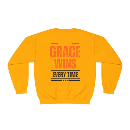 Inspirational Faith Crewneck Sweatshirt - Walk by Faith | Grace Wins Every Time