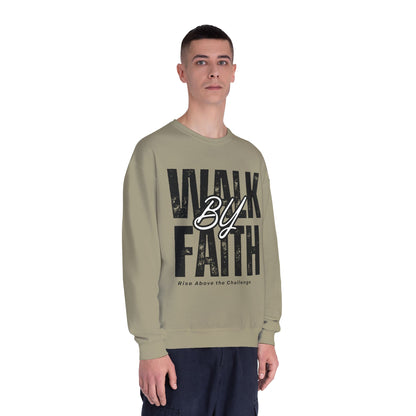 Inspirational Faith Crewneck Sweatshirt - Walk by Faith | Grace Wins Every Time