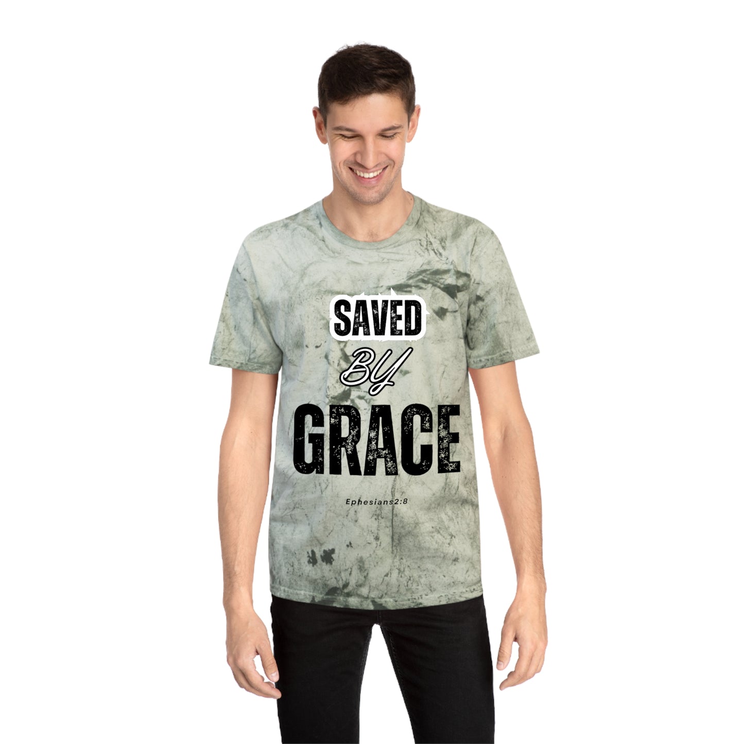 Unisex Color Blast T-Shirt - Saved by Grace Ephesians 2:8