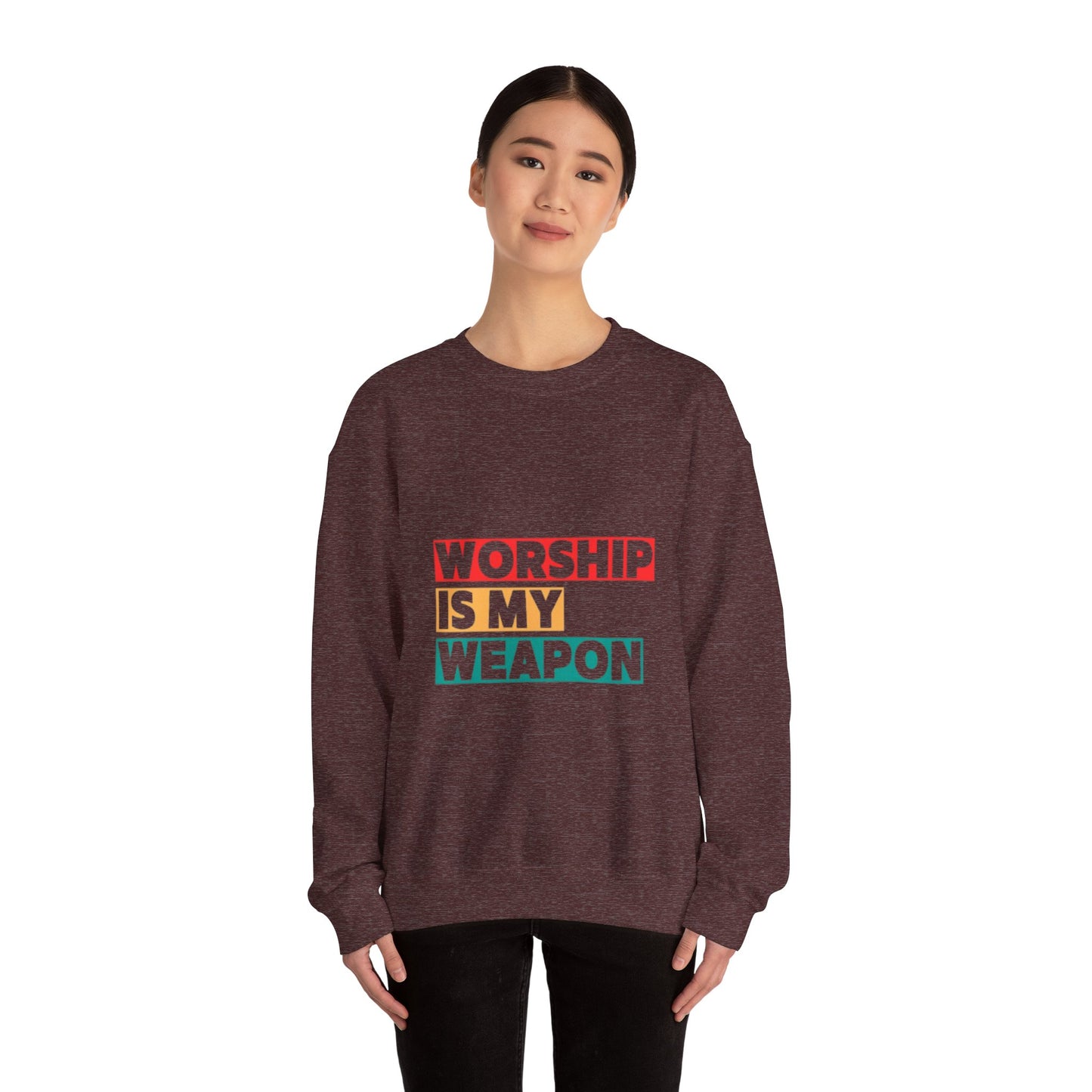 Worship Is My Weapon Unisex Heavy Blend Crewneck Sweatshirt