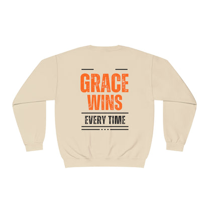 Inspirational Faith Crewneck Sweatshirt - Walk by Faith | Grace Wins Every Time