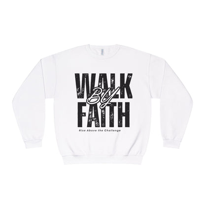 Inspirational Faith Crewneck Sweatshirt - Walk by Faith | Grace Wins Every Time