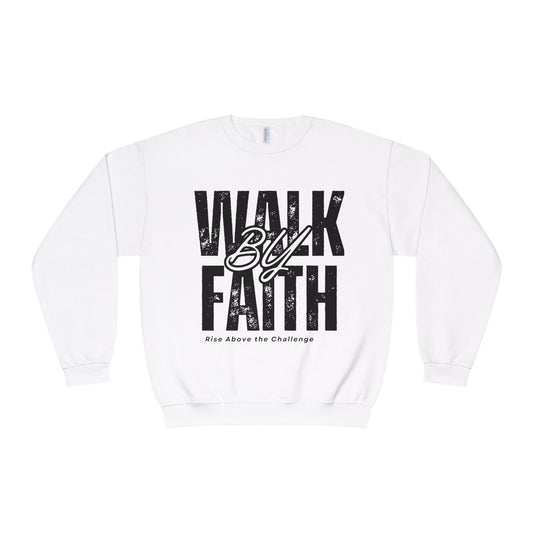 Inspirational Faith Crewneck Sweatshirt - Walk by Faith | Grace Wins Every Time