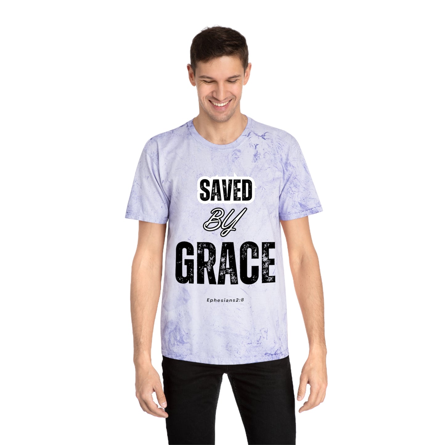 Unisex Color Blast T-Shirt - Saved by Grace Ephesians 2:8