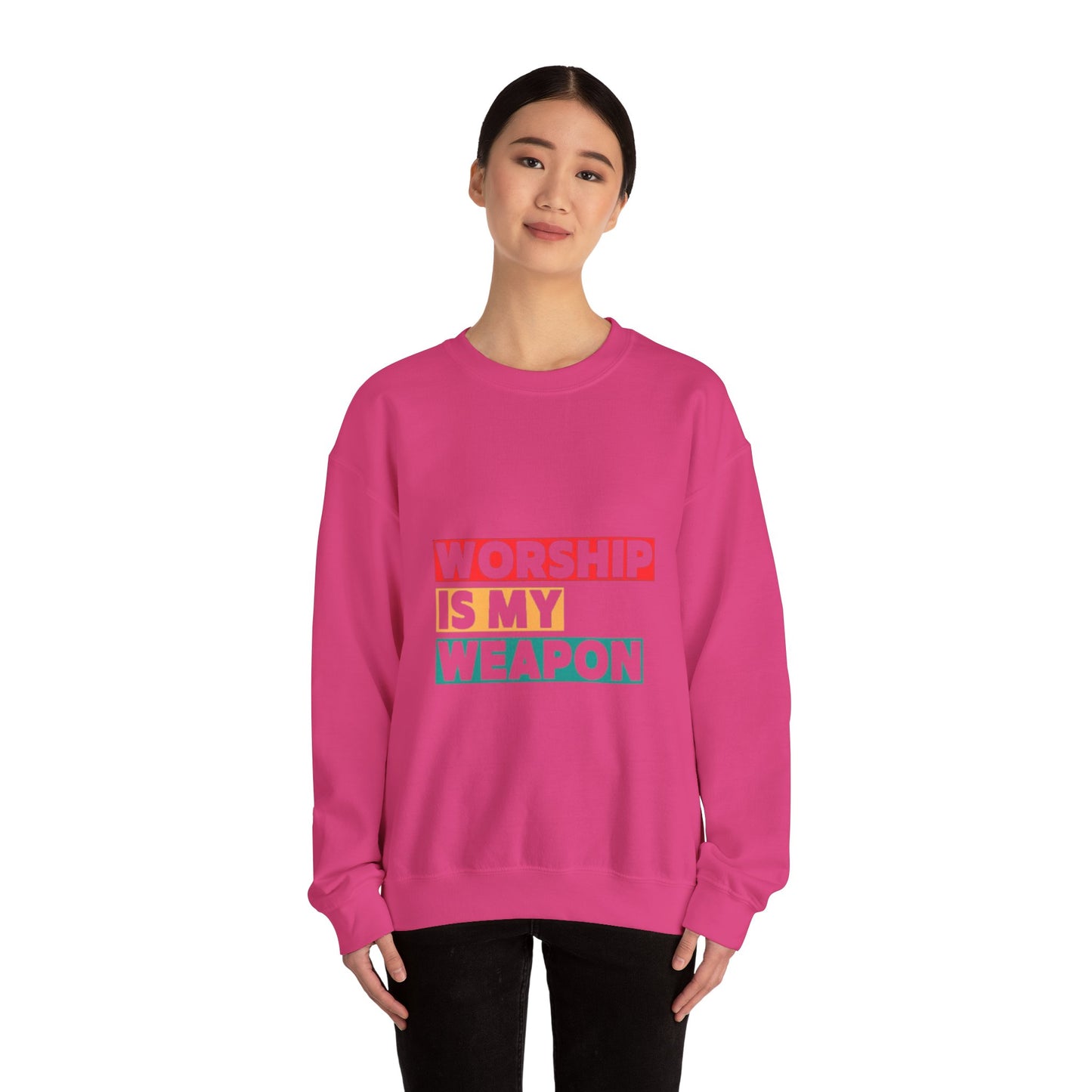 Worship Is My Weapon Unisex Heavy Blend Crewneck Sweatshirt