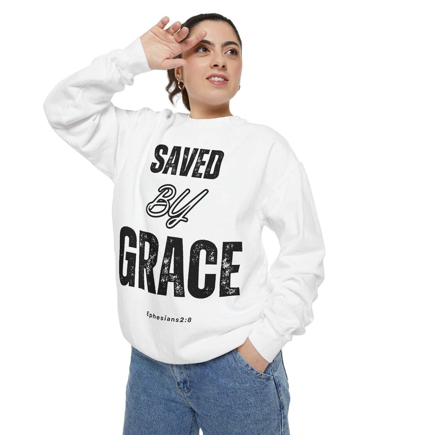 Inspirational Unisex Sweatshirt - "Saved By Grace" - Faith-Based Apparel