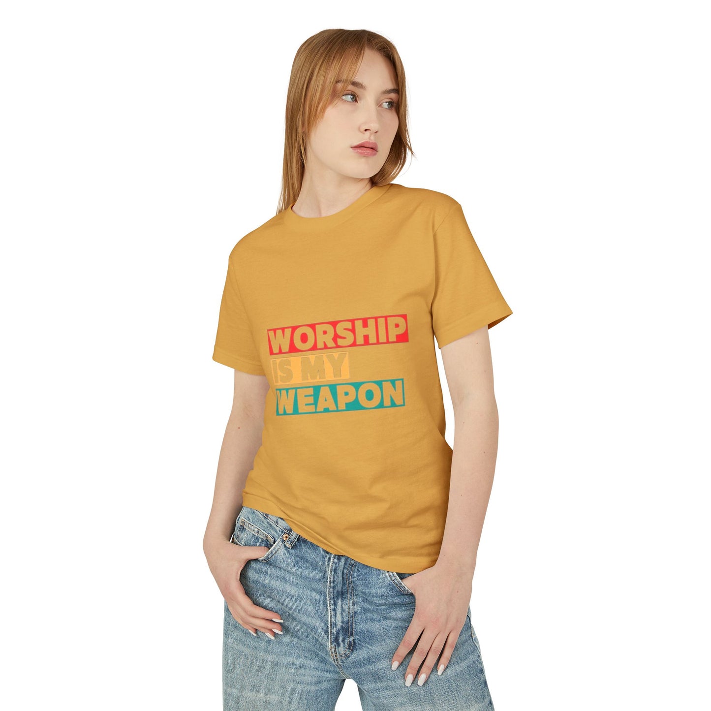 Unisex Fashion Tee - "Worship Is My Weapon" Inspirational Shirt