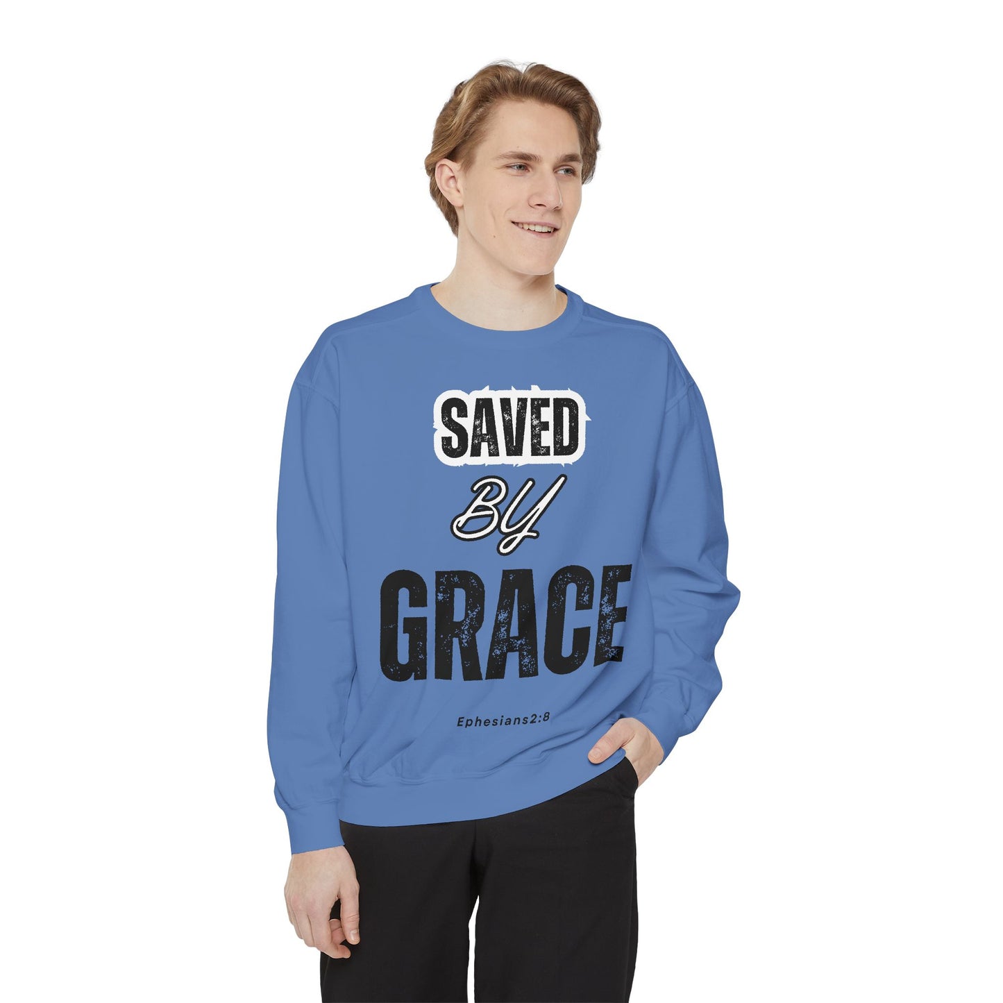 Inspirational Unisex Sweatshirt - "Saved By Grace" - Faith-Based Apparel