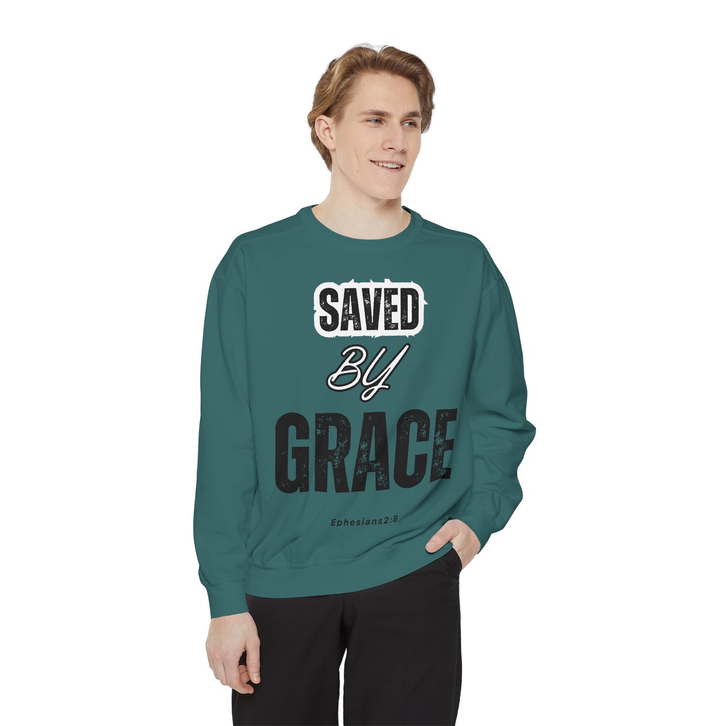 Inspirational Unisex Sweatshirt - "Saved By Grace" - Faith-Based Apparel