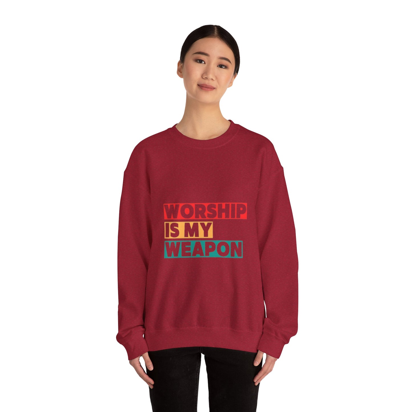 Worship Is My Weapon Unisex Heavy Blend Crewneck Sweatshirt