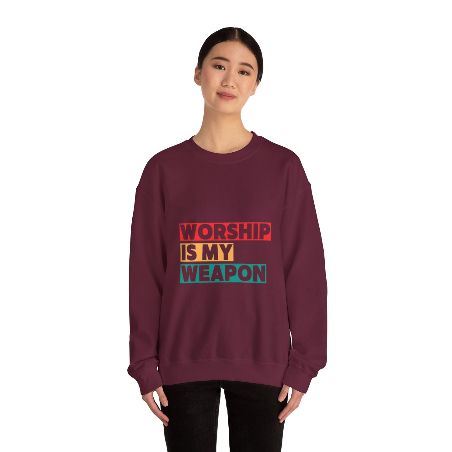 Worship Is My Weapon Unisex Heavy Blend Crewneck Sweatshirt