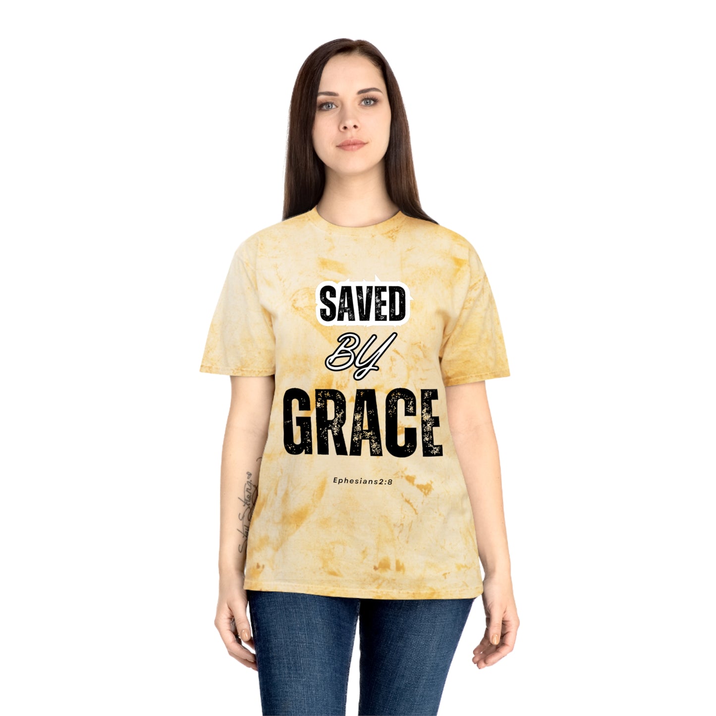 Unisex Color Blast T-Shirt - Saved by Grace Ephesians 2:8