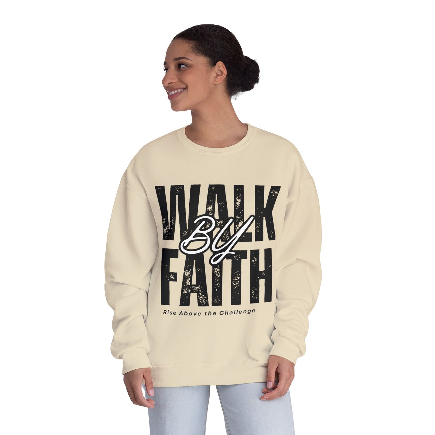 Inspirational Faith Crewneck Sweatshirt - Walk by Faith | Grace Wins Every Time