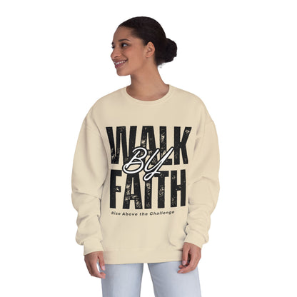 Inspirational Faith Crewneck Sweatshirt - Walk by Faith | Grace Wins Every Time
