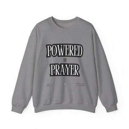 Powered by Prayer Unisex Crewneck Sweatshirt - Affirmation Design for Faith and Inspiration