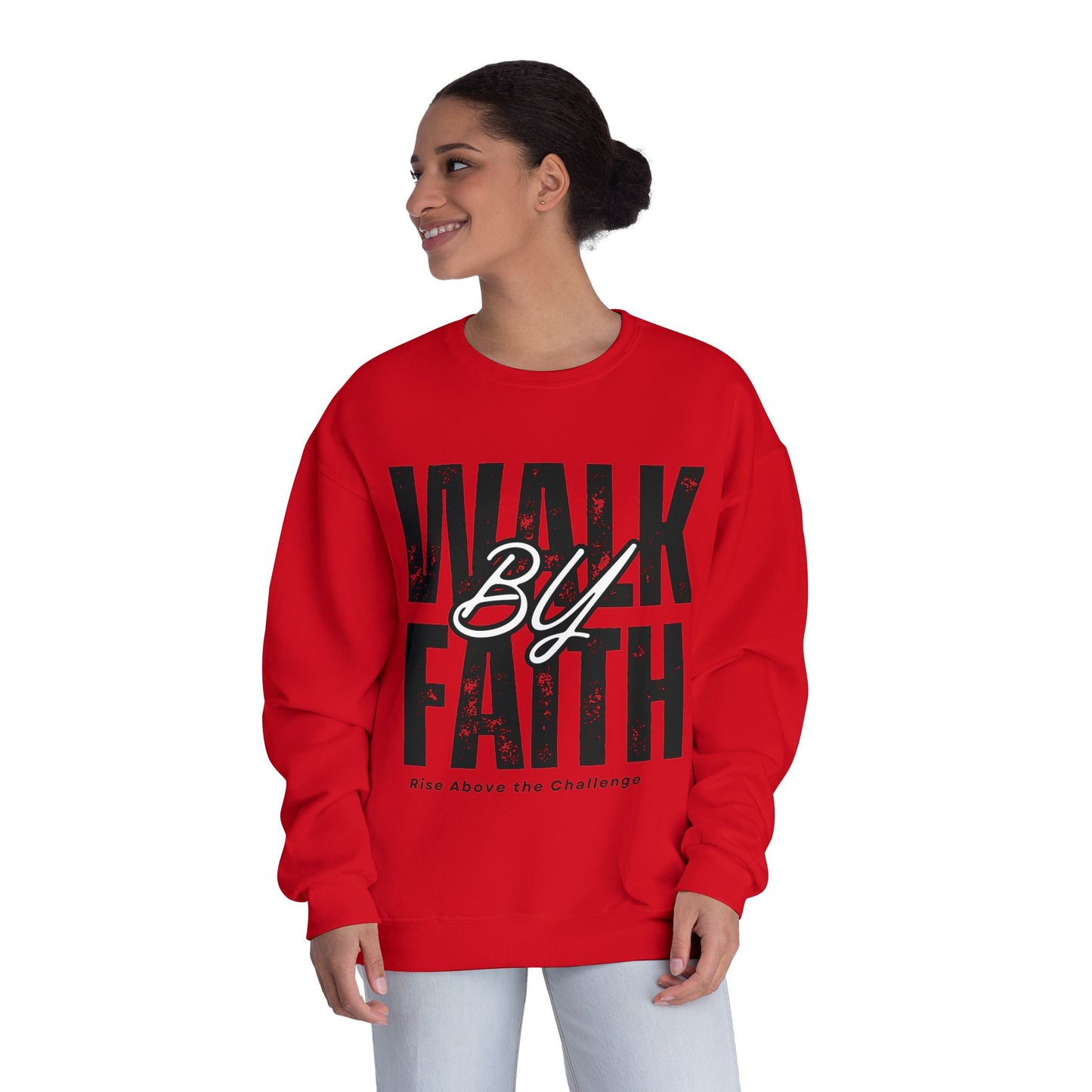 Inspirational Faith Crewneck Sweatshirt - Walk by Faith | Grace Wins Every Time