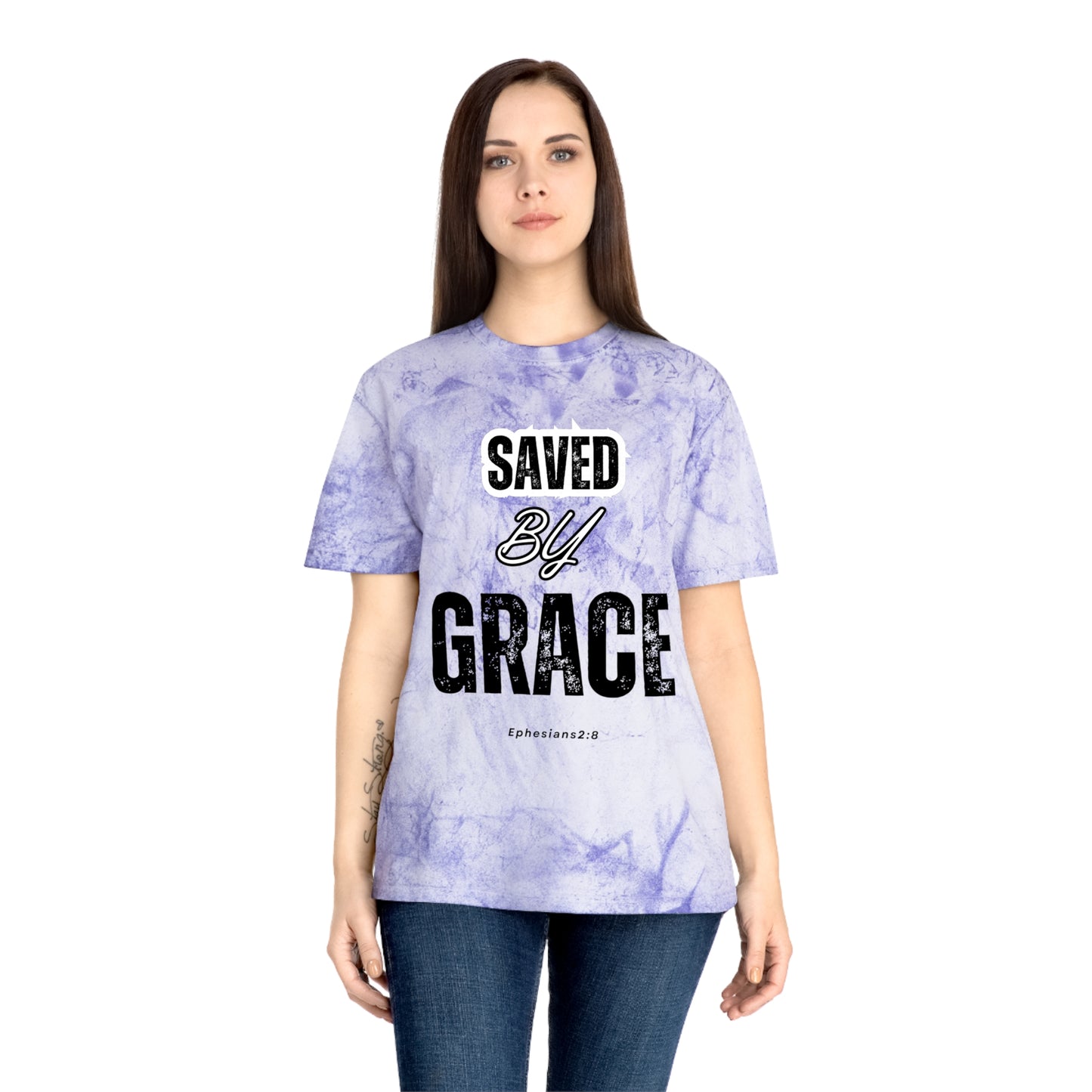 Unisex Color Blast T-Shirt - Saved by Grace Ephesians 2:8