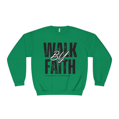 Inspirational Faith Crewneck Sweatshirt - Walk by Faith | Grace Wins Every Time