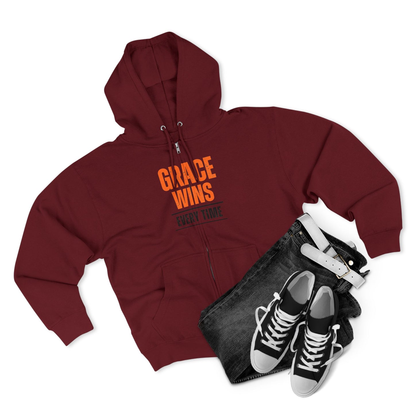 Grace Wins Unisex Zip Hoodie - Inspirational Zip-Up Sweatshirt