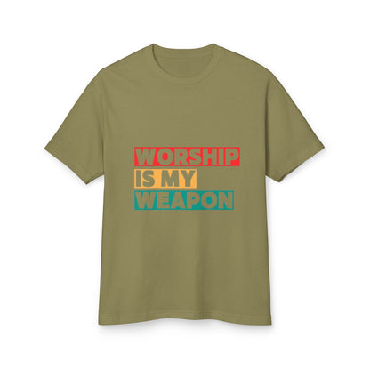 Unisex Fashion Tee - "Worship Is My Weapon" Inspirational Shirt