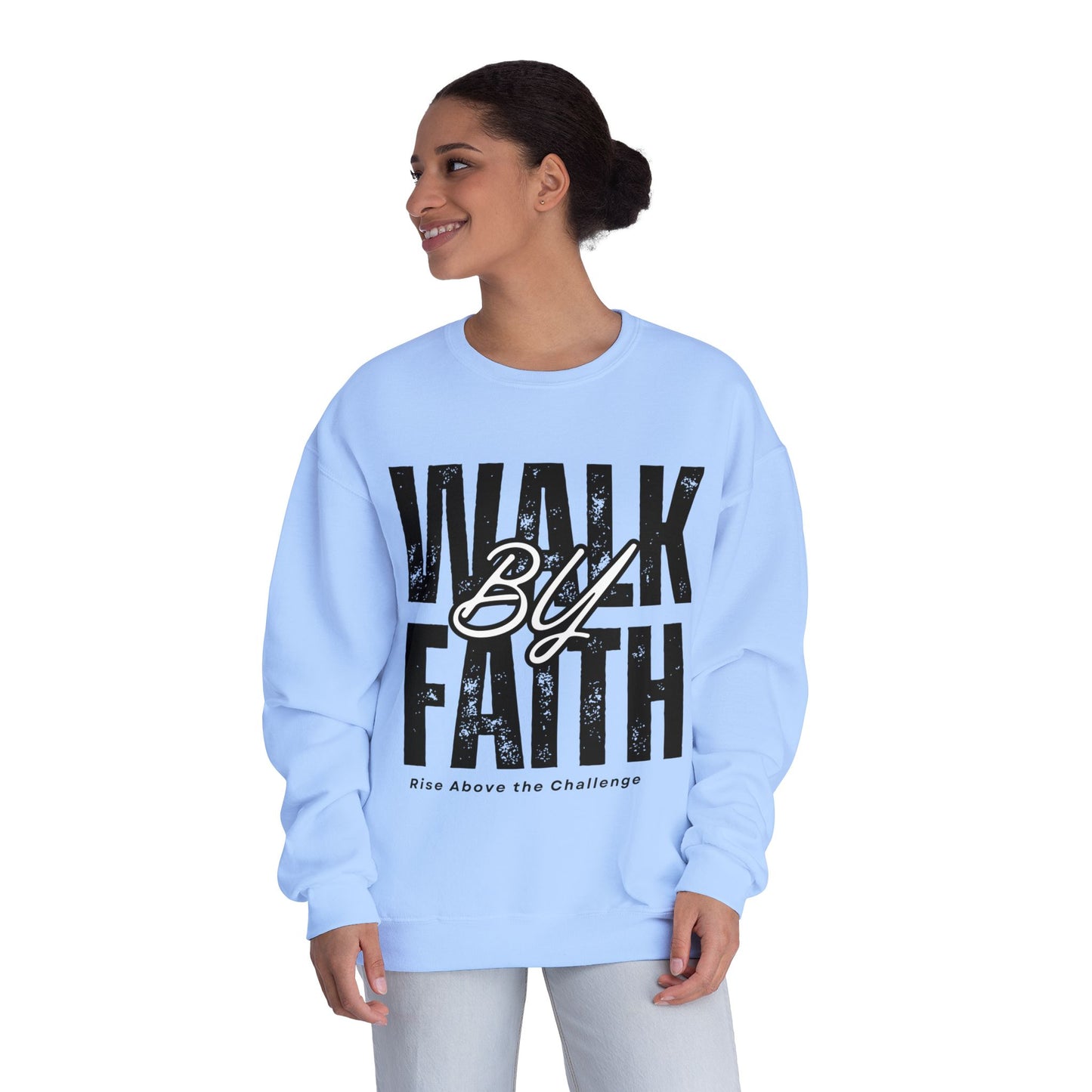 Inspirational Faith Crewneck Sweatshirt - Walk by Faith | Grace Wins Every Time