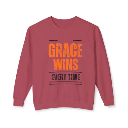 Grace Wins Crewneck Sweatshirt - Inspirational Unisex Lightweight Apparel