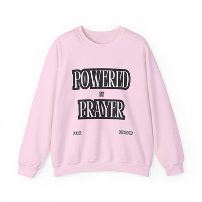 Powered by Prayer Unisex Crewneck Sweatshirt - Affirmation Design for Faith and Inspiration