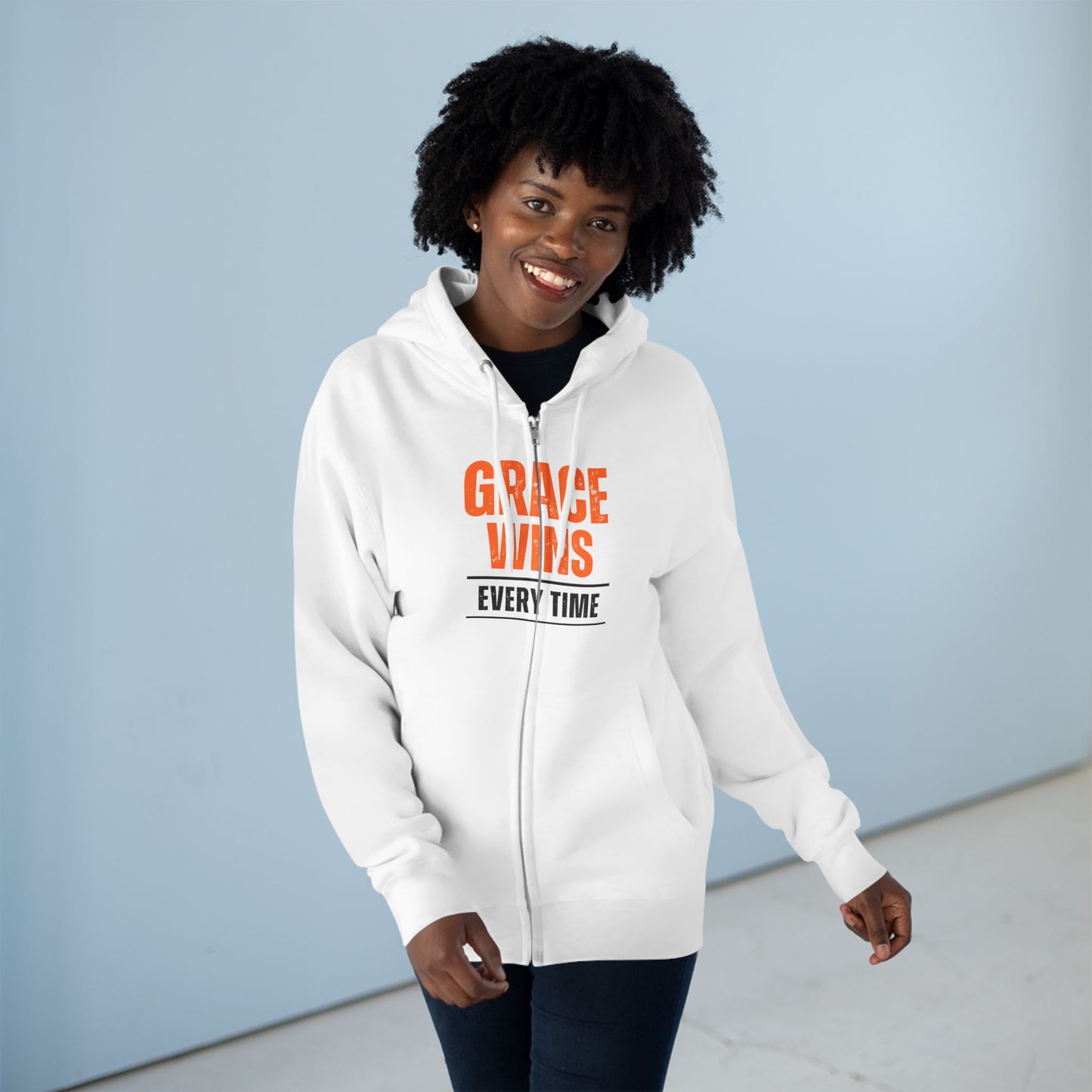 Grace Wins Unisex Zip Hoodie - Inspirational Zip-Up Sweatshirt